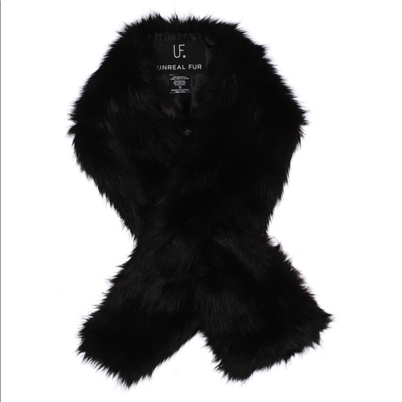 UNREAL FUR Black Stole Faux Fur Wrap Scarf - Picture 3 of 14